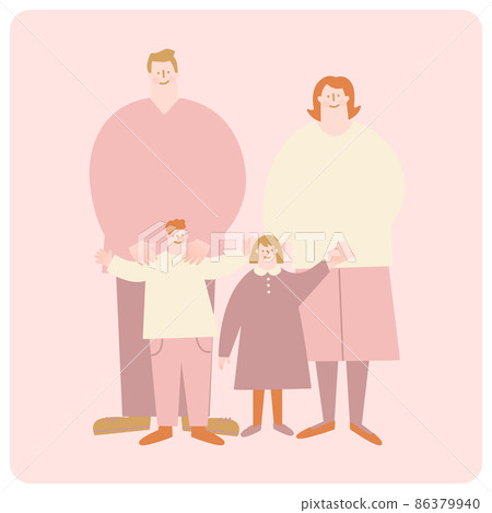 Vector illustration of a happy family of four. Vector illustration of a happy family of four. 86379940