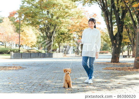 女遛狗（全身） 86380020
