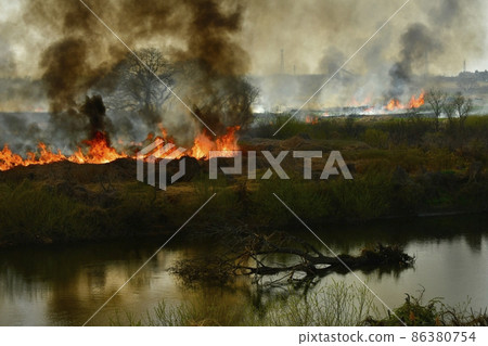 Watarase River to the wildfire that occurred in Watarase Retarding Ground Watarase River to the wildfire that occurred in Watarase Retarding Ground 86380754