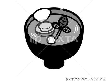 Illustration of clam soup / black and white monochrome 86381292