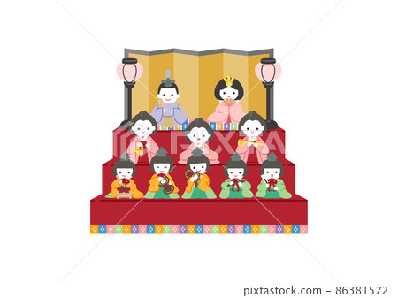 Hina 娃娃在 Hinamatsuri 上的可愛插圖/沒有線條圖 Hina 娃娃在 Hinamatsuri 上的可愛插圖/沒有線條圖 86381572
