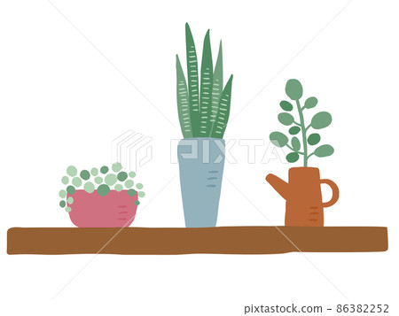 Cute botanical foliage plant set / hand-drawn illustration 86382252
