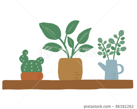 Cute botanical foliage plant set / hand-drawn illustration 86382262