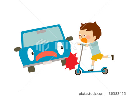 Collision between a person on a kickboard and a car 2 Collision between a person on a kickboard and a car 2 86382433