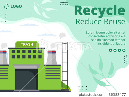 Recycle Process with Trash Brochure Template Flat Illustration Editable of Square Background Suitable for Social media or Web Internet Ads 86382477