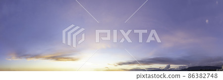 Panoramic View of Cloudscape during a colorful sunset or sunrise. 86382748