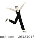 No facial expression in overalls that rejoices in banzai 86383017