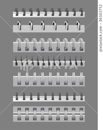 Realistic Detailed 3d Different Metal Binder Set for Notebook. Vector illustration of Iron Wired Spirals for Binding Realistic Detailed 3d Different Metal Binder Set for Notebook. Vector illustration of Iron Wired Spirals for Binding 86383752