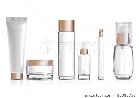 Realistic Detailed 3d Different Cosmetic Container Mock Up Set Include of Bottle, Tube and Jar. Vector illustration Realistic Detailed 3d Different Cosmetic Container Mock Up Set Include of Bottle, Tube and Jar. Vector illustration 86383755