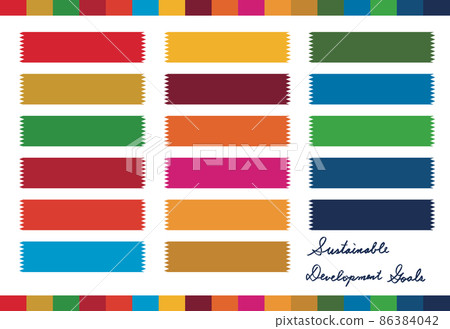 遮蔽膠帶集 SDGs 圖像-可持續發展目標-橫幅草書 遮蔽膠帶集 SDGs 圖像-可持續發展目標-橫幅草書 86384042