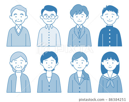 Person simple upper body icon blue system Person simple upper body icon blue system 86384251