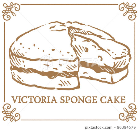 Victoria Sandcake (Victoria Sponge Cake). Handwritten sweets. Vector illustration material 86384579