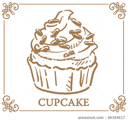 cupcake. Handwritten sweets. Vector illustration material cupcake. Handwritten sweets. Vector illustration material 86384617