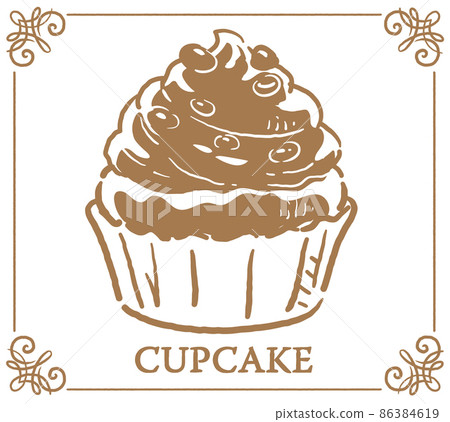cupcake. Handwritten sweets. Vector illustration material cupcake. Handwritten sweets. Vector illustration material 86384619