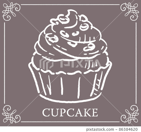 cupcake. Handwritten sweets. Vector illustration material cupcake. Handwritten sweets. Vector illustration material 86384620