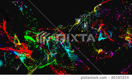 Blue and Orange Wavy Particle Surface 86385854