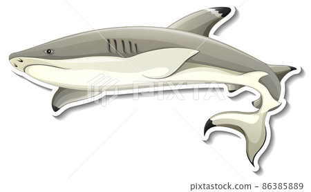Shark cartoon sticker on white background 86385889