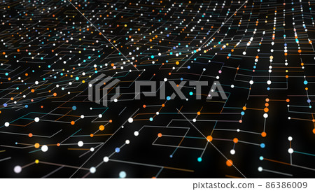 Blue and Orange Wavy Particle Surface 86386009