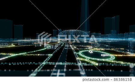 Futuristic Smart Digital City. Smart City And Technology Business Concept Futuristic Smart Digital City. Smart City And Technology Business Concept 86386158