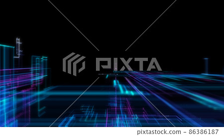 Digital Cyberspace with Particles. Techology background Digital Cyberspace with Particles. Techology background 86386187