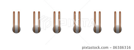 Copper horizontal wire spiral for open notebook and calendar. Metal spiral bindings for sheets of paper. Vector illustration isolated on realistic style on white background 86386316