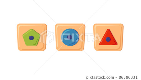 Montessori education logic toy. Baby multicolored sorter. Children wooden toy for preschool kids. Montessori system for early childhood development. Vector illustration isolated on white background Montessori education logic toy. Baby multicolored sorter. Children wooden toy for preschool kids. Montessori system for early childhood development. Vector illustration isolated on white background 86386331