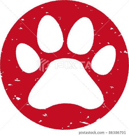 Illustration of red rubber stamp of pet footprint no.02 86386701