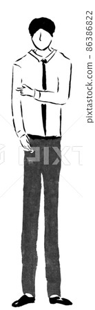 指導的商人（墨水手繪人物插圖） 86386822