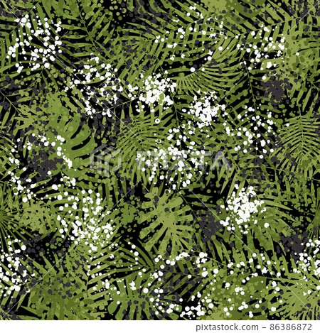 Summer camouflage hawaiian seamless pattern monstera tropical plants leaves 86386872