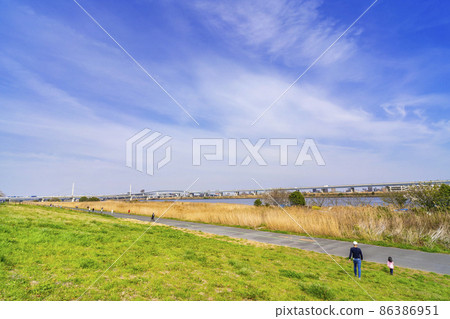 Scenery of Oshima Komatsugawa Park, Arakawa Bank and Cycling Road (March 2021) Scenery of Oshima Komatsugawa Park, Arakawa Bank and Cycling Road (March 2021) 86386951