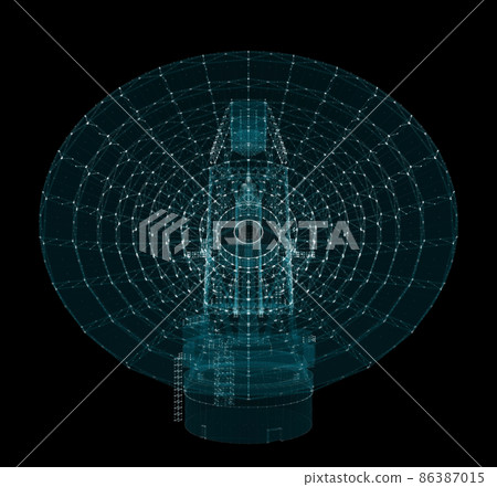 Hologram Large Satelite Dishes Telescope. Science and Technology Concept Hologram Large Satelite Dishes Telescope. Science and Technology Concept 86387015