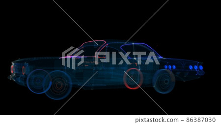 3d hologram of intelligent car of particles 86387030