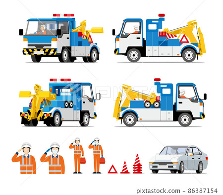 拖車, 道路服務, 拖車, 工作人員, 插圖, 設置 拖車, 道路服務, 拖車, 工作人員, 插圖, 設置 86387154