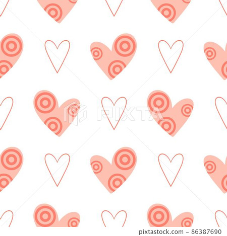 Hearts hand drawn romantic seamless pattern Hearts hand drawn romantic seamless pattern 86387690