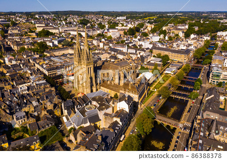View from drone of french city Quimper View from drone of french city Quimper 86388378