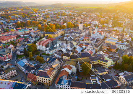 Aerial view of Czech town of Sumperk 86388526