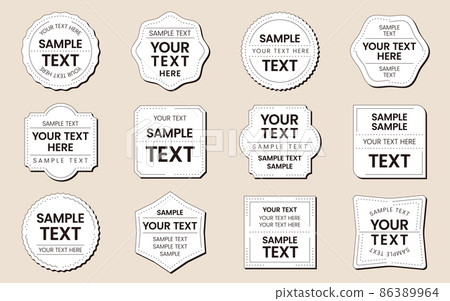 圓形/方形/簡單框架組/白色背景(帶示例字符) 圓形/方形/簡單框架組/白色背景(帶示例字符) 86389964