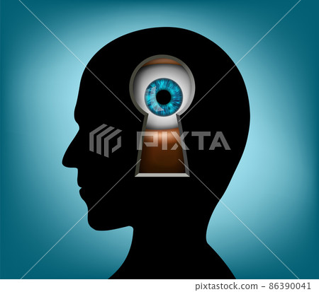 Keyhole with a human eye Keyhole with a human eye 86390041