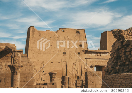 The ruins of the ancient temple of Horus in Edfu, Egypt 86390243