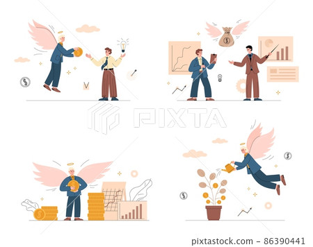 Investor supporting business plan and startup flat vector illustration isolated. 86390441