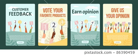 Customer feedback and user opinion score banners set, flat vector illustration. 86390459