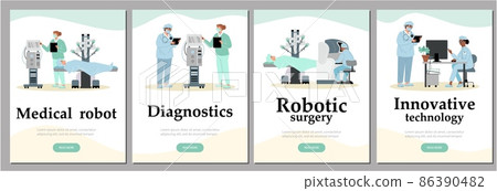 Robotic surgery, diagnostic innovative technologies, medical operations in flat Robotic surgery, diagnostic innovative technologies, medical operations in flat 86390482