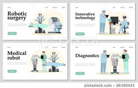 Robotic surgery and innovative medical technology banners, vector illustration. 86390483
