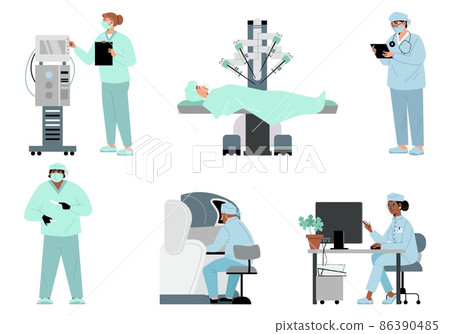 Robotical surgery in medical, surgical operation, biomedical technology 86390485