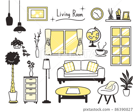 Simple living room icon set Simple living room icon set 86390827