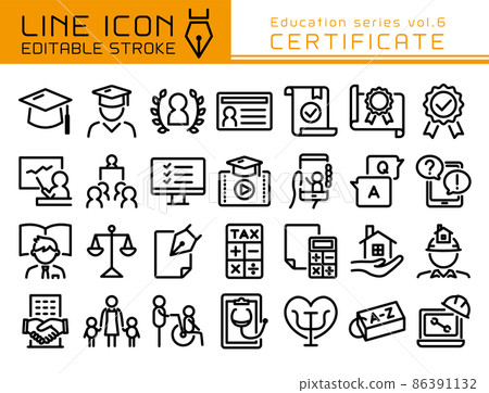 Line icon education series vol.6 various qualifications 86391132
