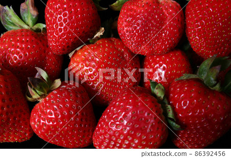 Strawberries Fresh Ripe Strawberries in grocery store Close up 86392456