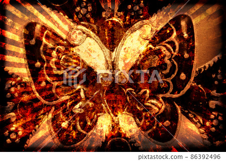 Grunge Style Background with scratches, Warm Toned Butterfly Design Grunge Style Background with scratches, Warm Toned Butterfly Design 86392496