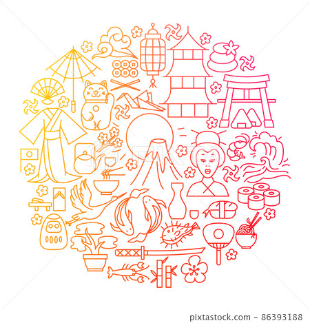 Japan Line Icon Circle Design 86393188