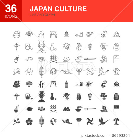 Japan Line Web Glyph Icons 86393204